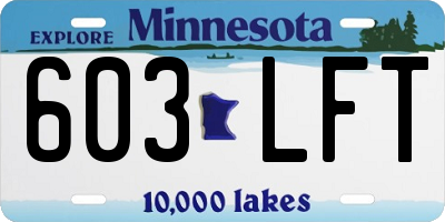 MN license plate 603LFT