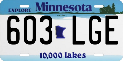 MN license plate 603LGE