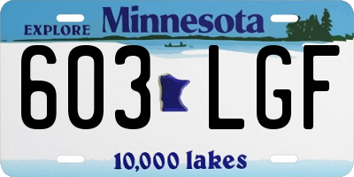 MN license plate 603LGF