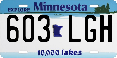 MN license plate 603LGH