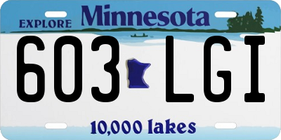 MN license plate 603LGI