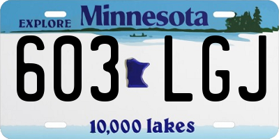 MN license plate 603LGJ
