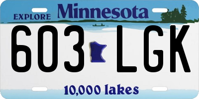MN license plate 603LGK