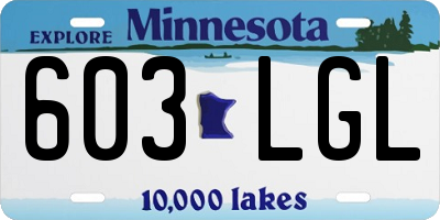 MN license plate 603LGL