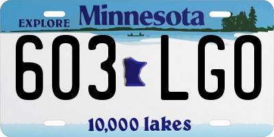 MN license plate 603LGO