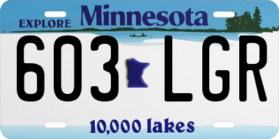MN license plate 603LGR