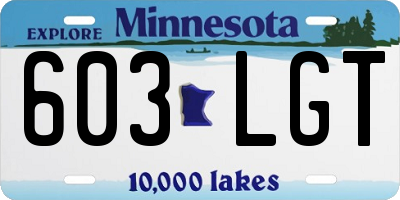 MN license plate 603LGT