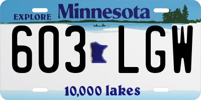 MN license plate 603LGW