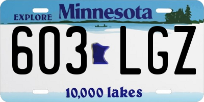 MN license plate 603LGZ