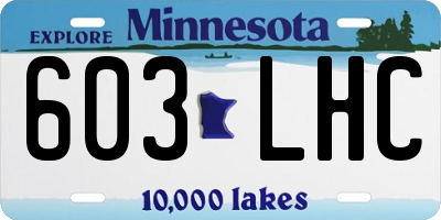 MN license plate 603LHC