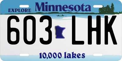 MN license plate 603LHK