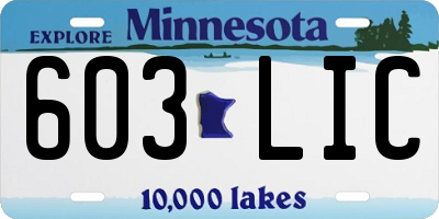 MN license plate 603LIC