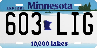 MN license plate 603LIG
