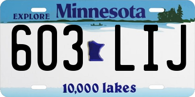 MN license plate 603LIJ