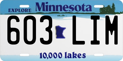 MN license plate 603LIM