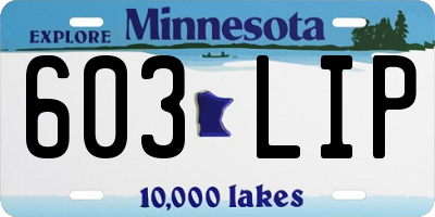 MN license plate 603LIP