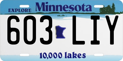 MN license plate 603LIY