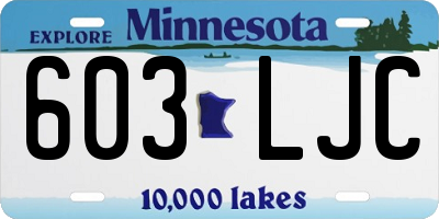 MN license plate 603LJC