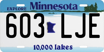 MN license plate 603LJE