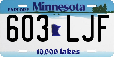 MN license plate 603LJF