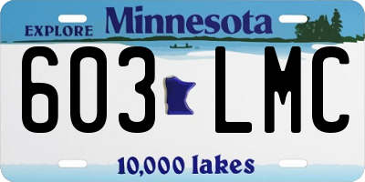 MN license plate 603LMC