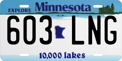 MN license plate 603LNG