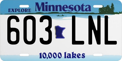 MN license plate 603LNL