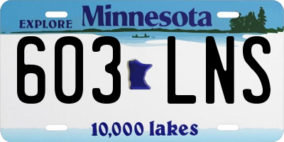 MN license plate 603LNS