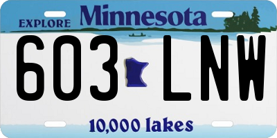 MN license plate 603LNW