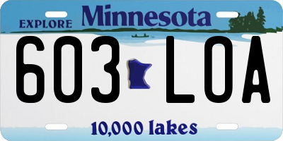MN license plate 603LOA