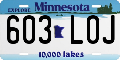 MN license plate 603LOJ