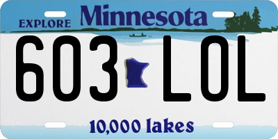 MN license plate 603LOL