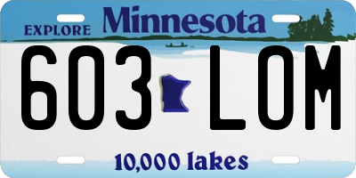 MN license plate 603LOM