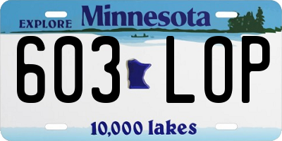 MN license plate 603LOP