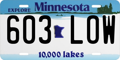 MN license plate 603LOW