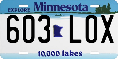 MN license plate 603LOX