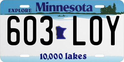 MN license plate 603LOY