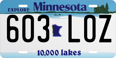 MN license plate 603LOZ