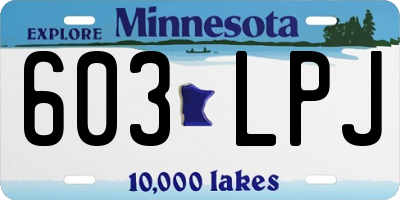 MN license plate 603LPJ