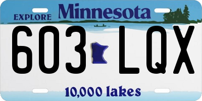 MN license plate 603LQX