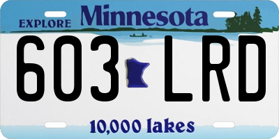MN license plate 603LRD
