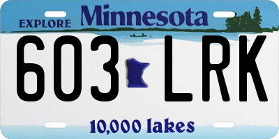 MN license plate 603LRK