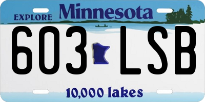 MN license plate 603LSB