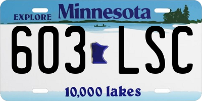 MN license plate 603LSC