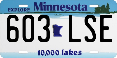 MN license plate 603LSE