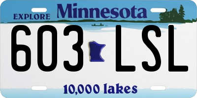 MN license plate 603LSL