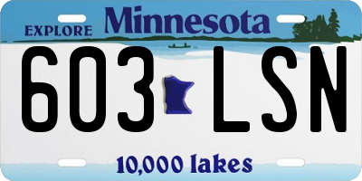 MN license plate 603LSN