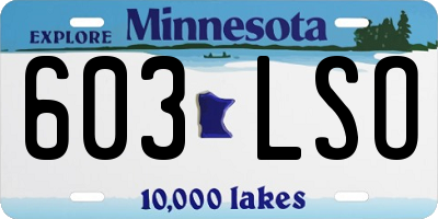 MN license plate 603LSO