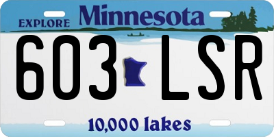 MN license plate 603LSR