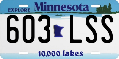 MN license plate 603LSS